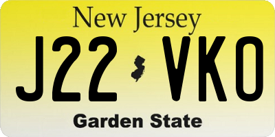 NJ license plate J22VKO