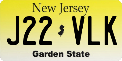 NJ license plate J22VLK