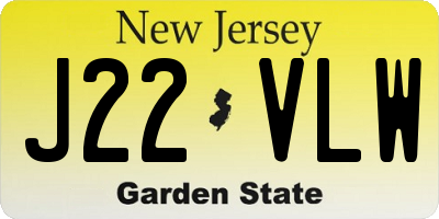 NJ license plate J22VLW