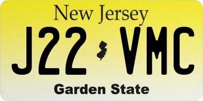 NJ license plate J22VMC
