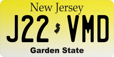 NJ license plate J22VMD