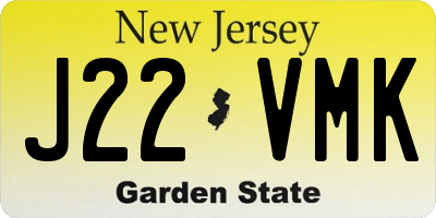NJ license plate J22VMK