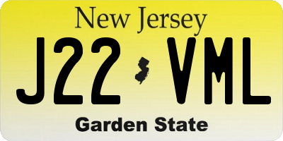 NJ license plate J22VML