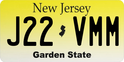 NJ license plate J22VMM
