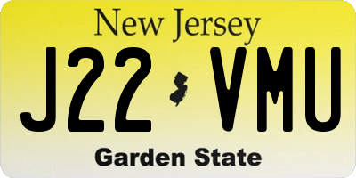 NJ license plate J22VMU