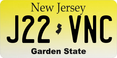 NJ license plate J22VNC