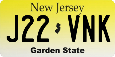 NJ license plate J22VNK