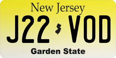NJ license plate J22VOD