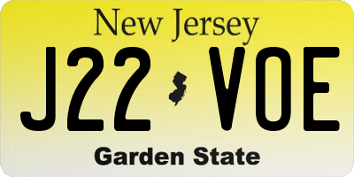 NJ license plate J22VOE