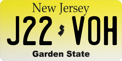 NJ license plate J22VOH