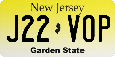 NJ license plate J22VOP