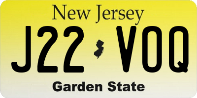 NJ license plate J22VOQ