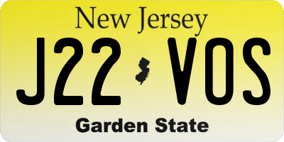 NJ license plate J22VOS