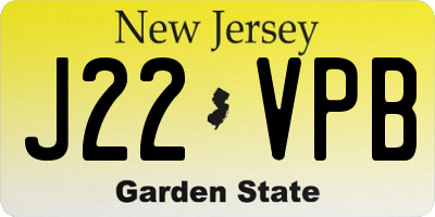 NJ license plate J22VPB