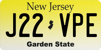 NJ license plate J22VPE