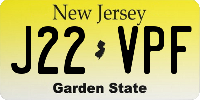 NJ license plate J22VPF