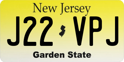 NJ license plate J22VPJ