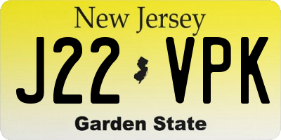 NJ license plate J22VPK