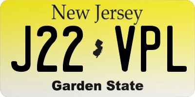 NJ license plate J22VPL