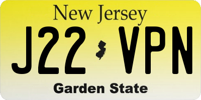 NJ license plate J22VPN