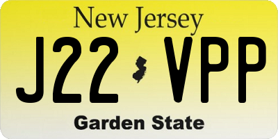 NJ license plate J22VPP