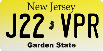 NJ license plate J22VPR