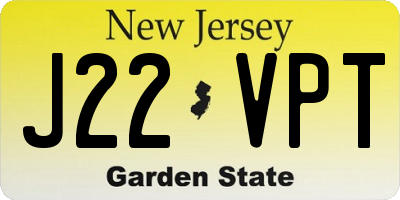 NJ license plate J22VPT