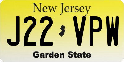 NJ license plate J22VPW