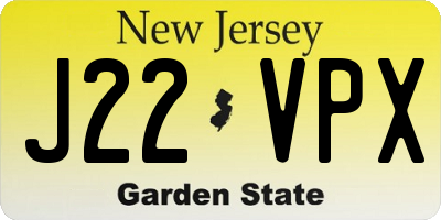 NJ license plate J22VPX