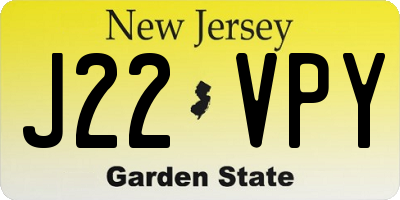 NJ license plate J22VPY