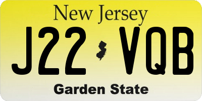 NJ license plate J22VQB
