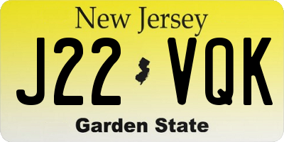 NJ license plate J22VQK