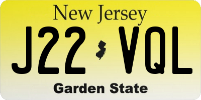 NJ license plate J22VQL