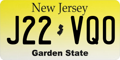 NJ license plate J22VQO