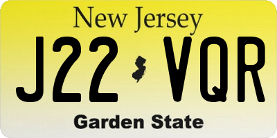 NJ license plate J22VQR