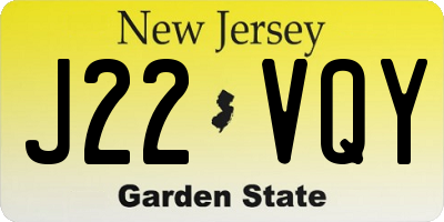 NJ license plate J22VQY