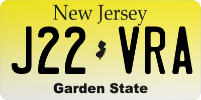NJ license plate J22VRA