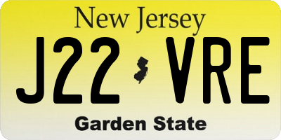 NJ license plate J22VRE