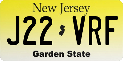 NJ license plate J22VRF