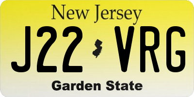 NJ license plate J22VRG