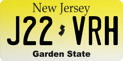 NJ license plate J22VRH