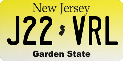 NJ license plate J22VRL
