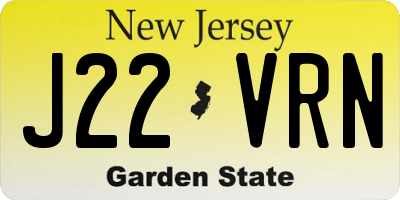 NJ license plate J22VRN