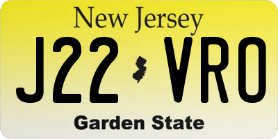 NJ license plate J22VRO