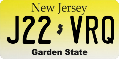 NJ license plate J22VRQ