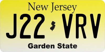 NJ license plate J22VRV