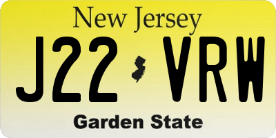 NJ license plate J22VRW