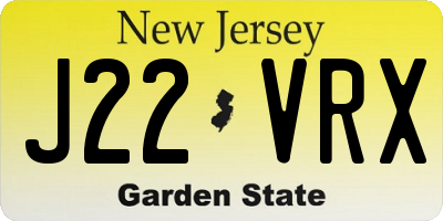 NJ license plate J22VRX