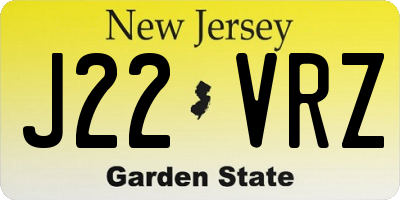 NJ license plate J22VRZ