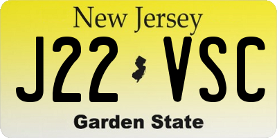 NJ license plate J22VSC